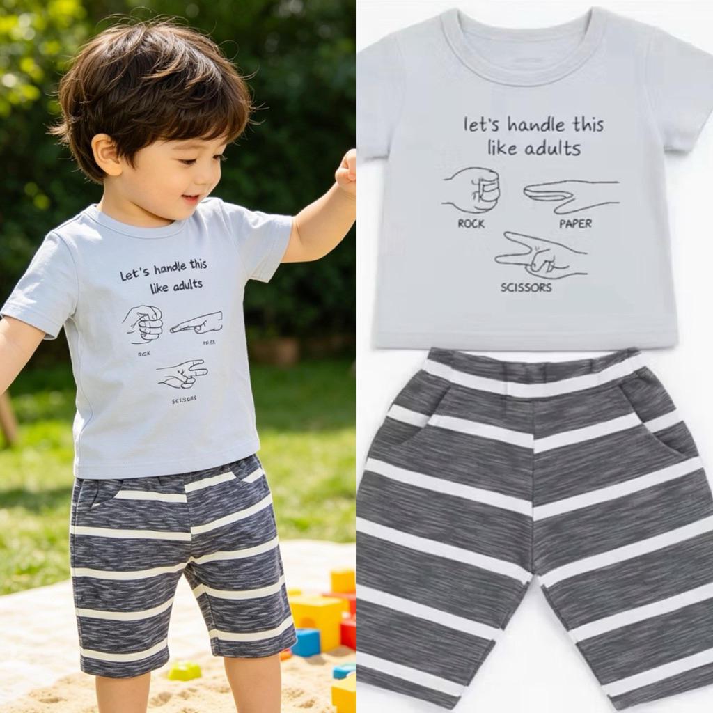 Bộ Quần Áo Bé Trai Bé Gái Cộc Tay Cotton Mềm Mịn In Hình Dễ Thương Size 0-4 Tuổi (2-15kg) E0434 C1765 C7434