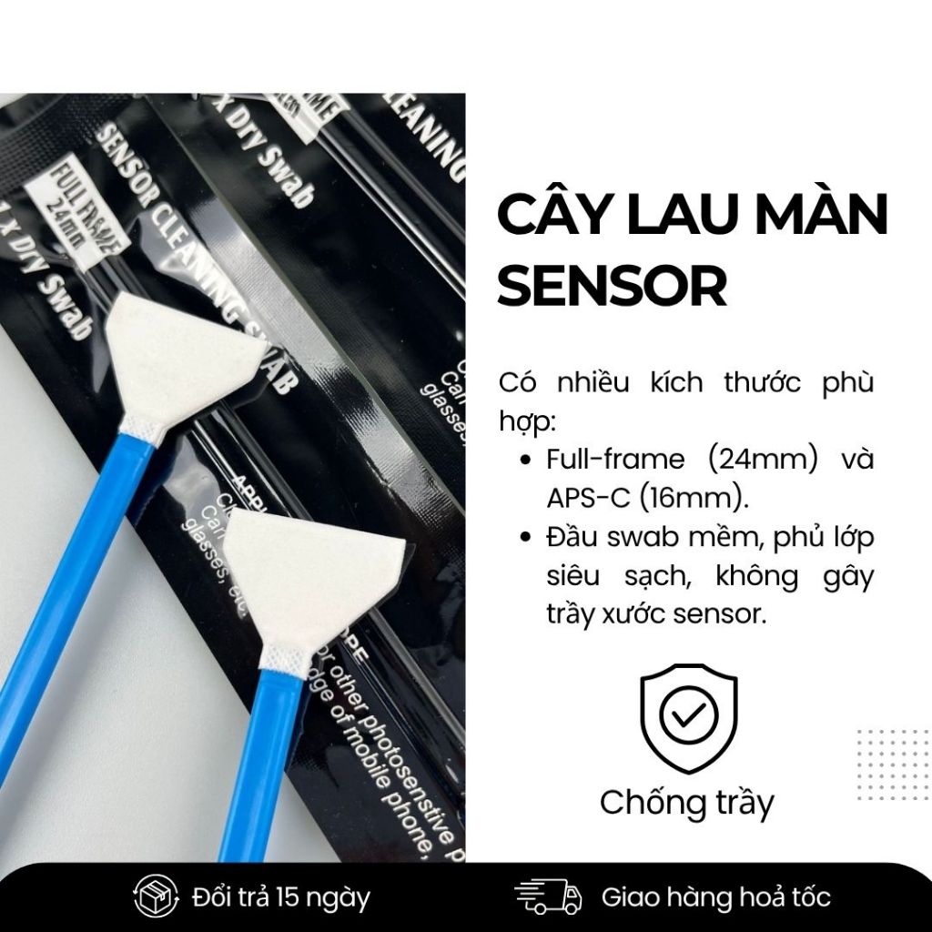 Que Lau Cảm Biến Máy Ảnh Full Frame/APS-C – Cây Vệ Sinh Sensor Chuyên Dụng DSLR, Mirrorless