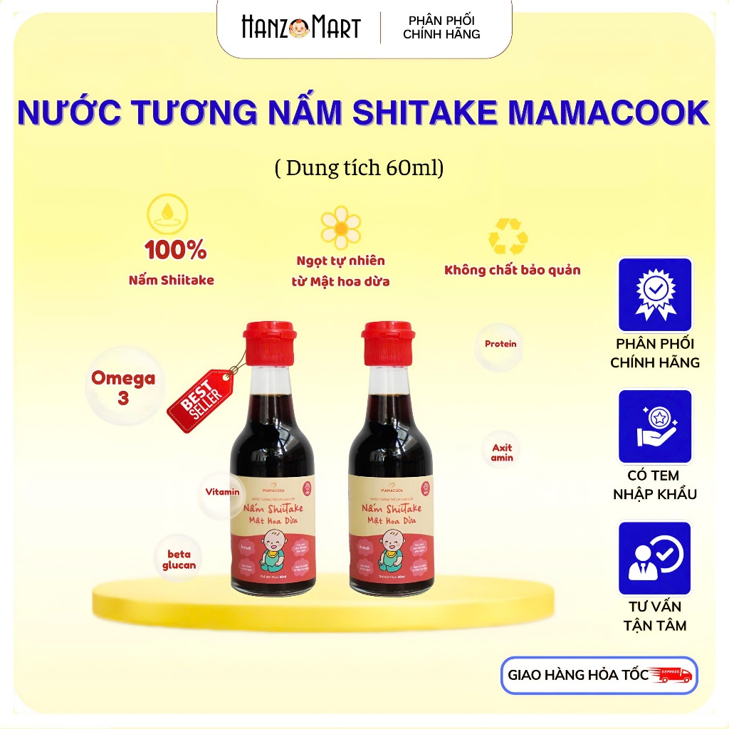 Nước Tương Trẻ Em Cao Cấp – Nấm Shiitake & Mật Hoa Dừa Mamacook 60ml