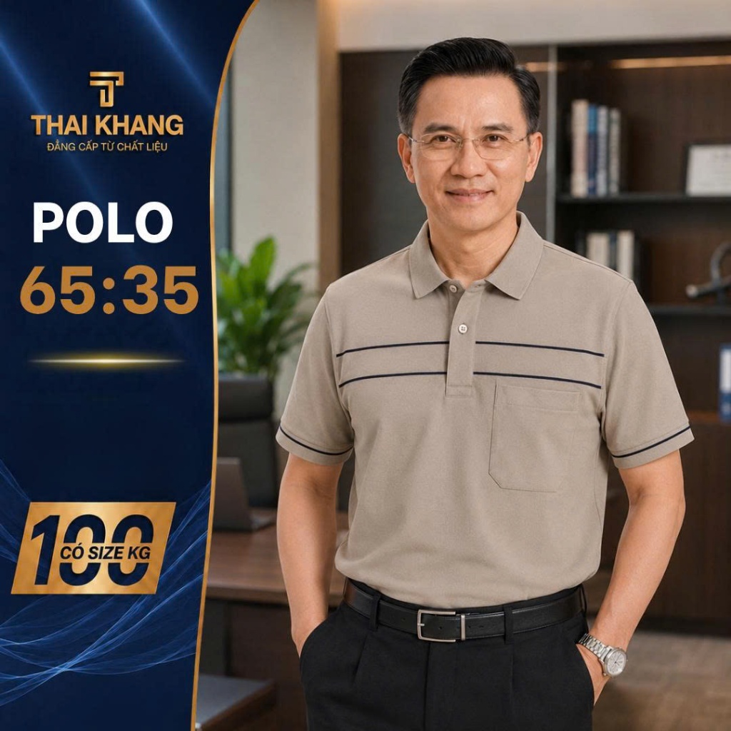 Áo thun nam tay ngắn trung niên THÁI KHANG vải cotton dày mềm mát có cổ có túi Vitin ATK8