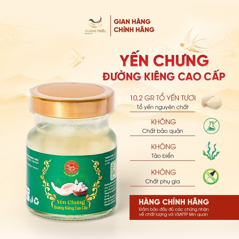 Yến Chưng Đường Kiêng Cao Cấp 10,2g - Yến chưng sẵn cao cấp hũ 70ml - Hoàng Triều Bird's Nest