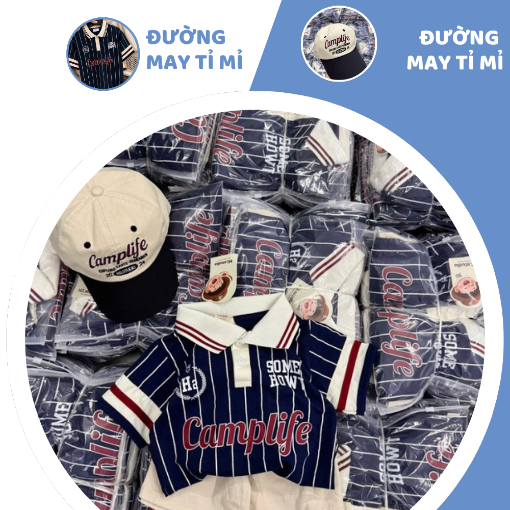 [À ƠI SHOP] D71- bộ polo sọc camplife kèm mũ - a117.1816