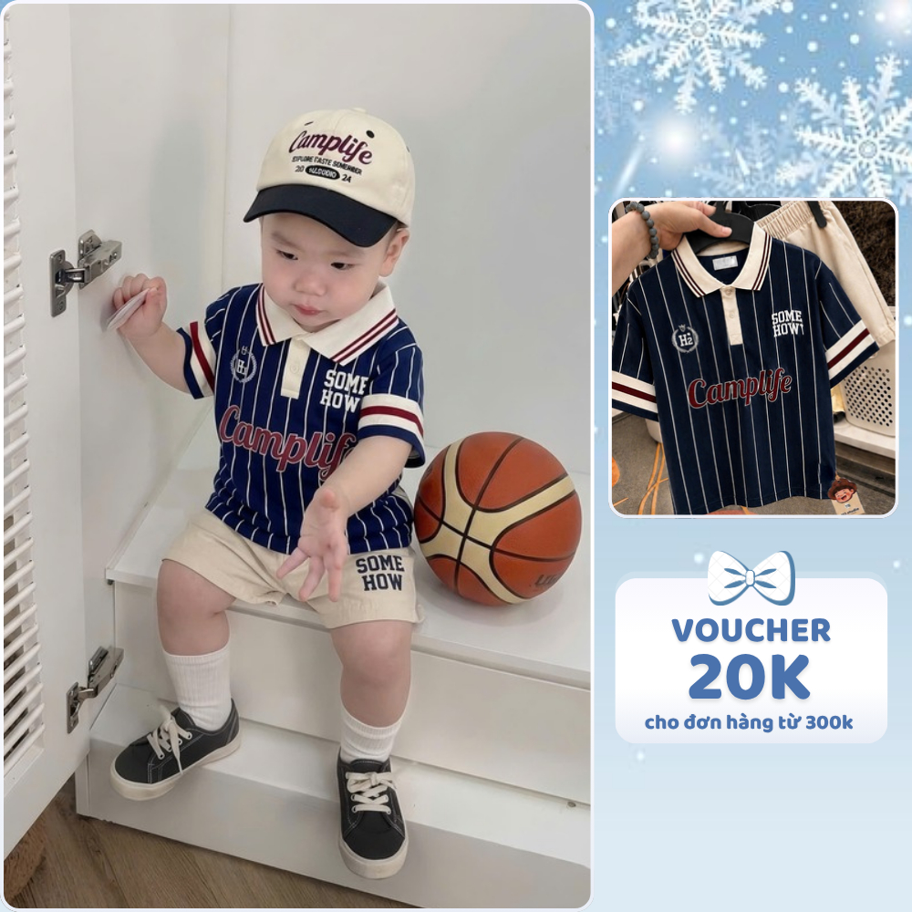 [À ƠI SHOP] D71- bộ polo sọc camplife kèm mũ - a117.1816