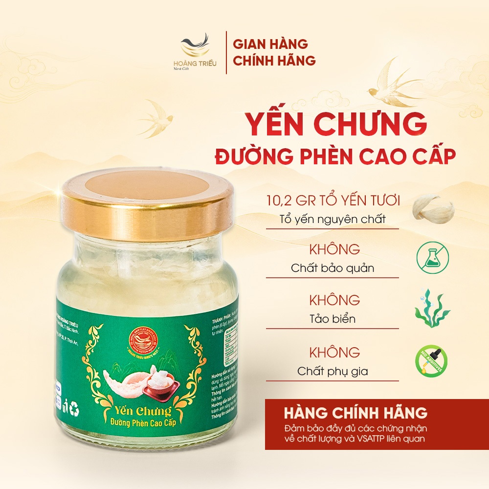 Yến Chưng Đường Phèn Cao Cấp 10,2g - Yến chưng sẵn cao cấp hũ 70ml - Hoàng Triều Bird's Nest