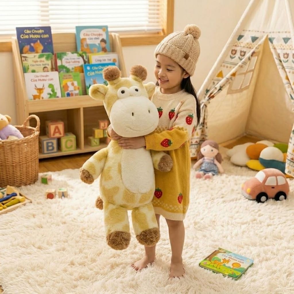 Gấu Bông Hươu Mắt Lồi Biểu Cảm Vô Tri Dễ Thương, Gấu Nhồi Bông Hươu Mềm Mại Quà Tặng Cho Bé,Bạn Gái Ôm Ngủ