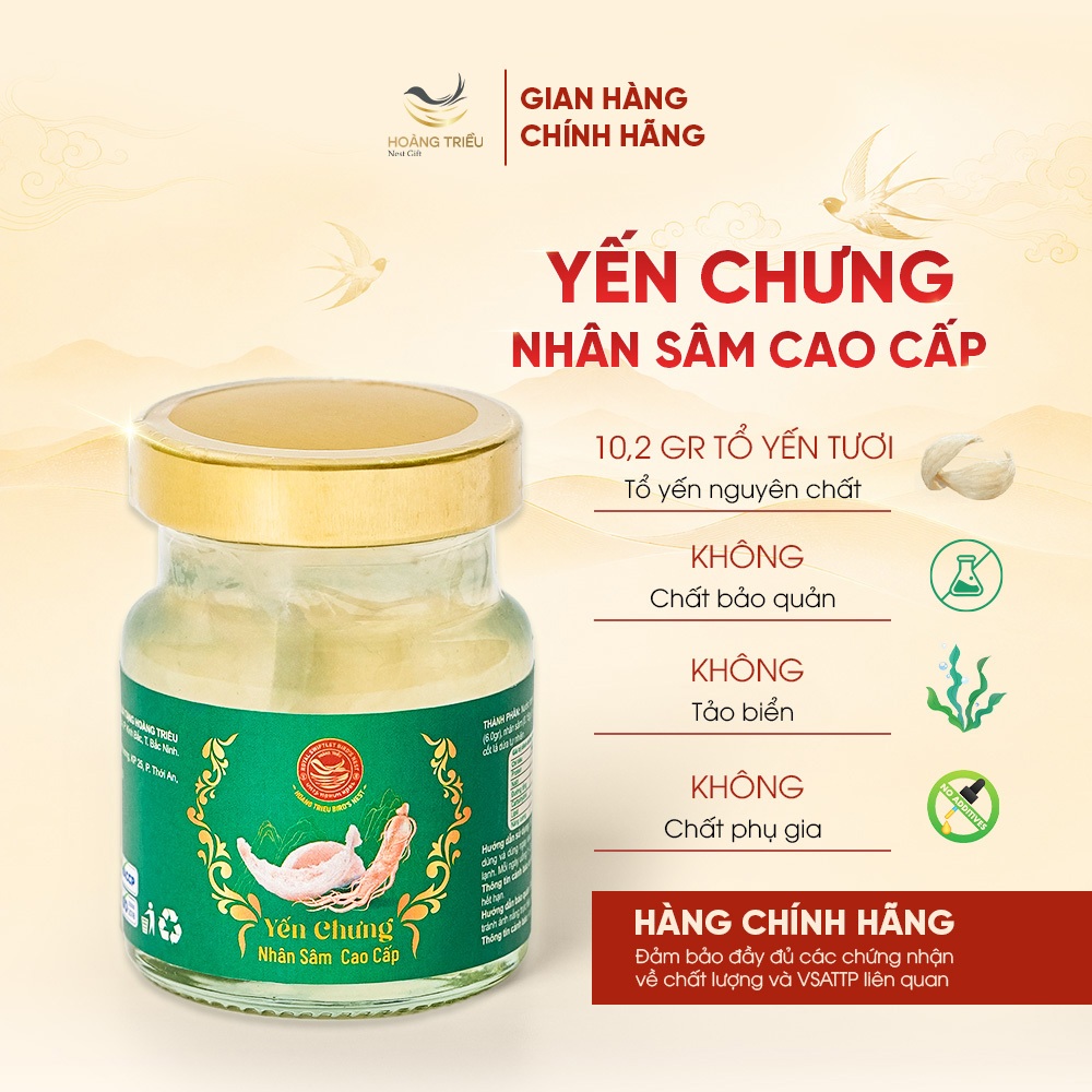 Yến Chưng Nhân Sâm Cao Cấp 10200mg - Yến chưng sẵn cao cấp hũ 70ml - Hoàng Triều Bird's Nest