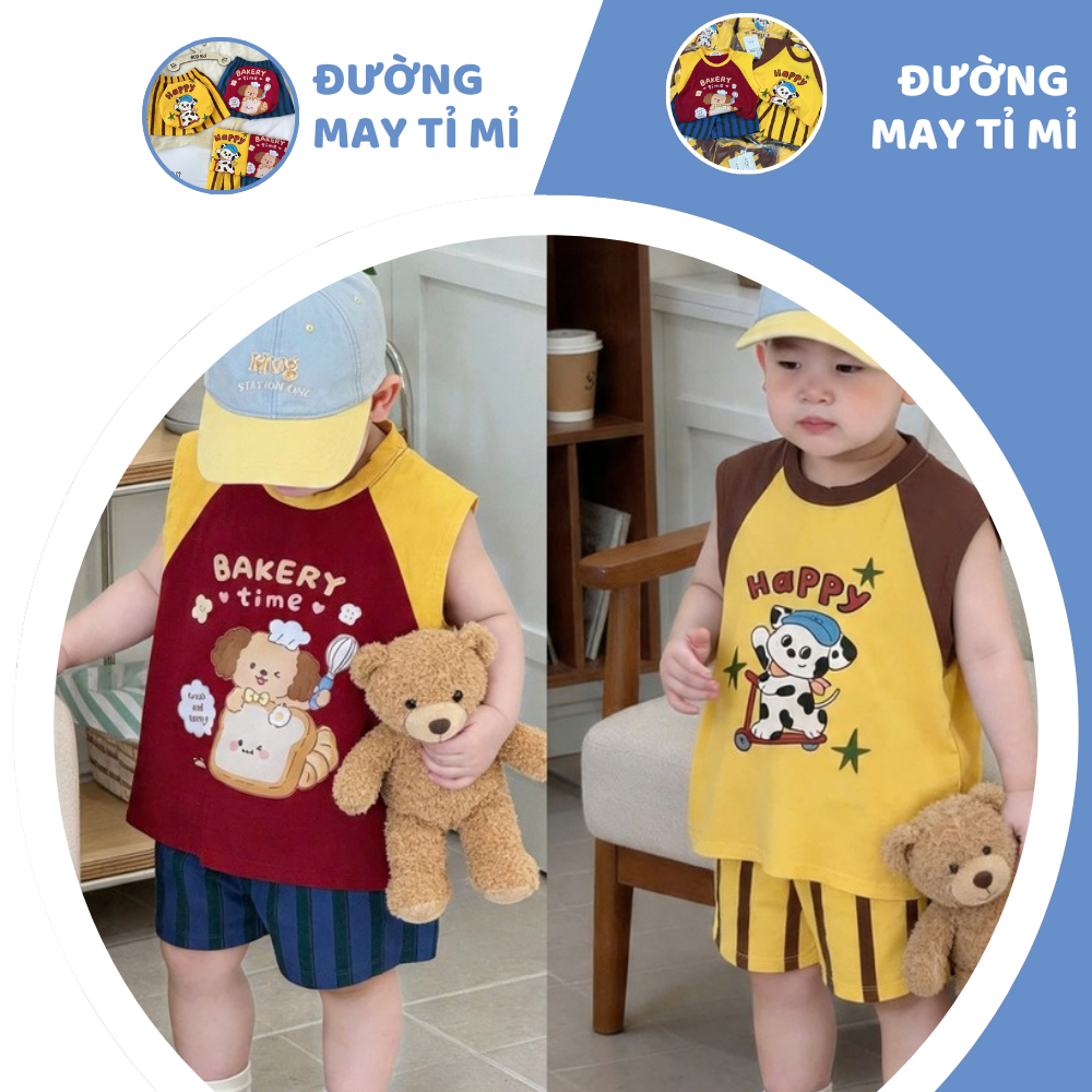 [À ƠI SHOP] D77- set 2 bộ ba lỗ chó vẫy tay happy - a100.390