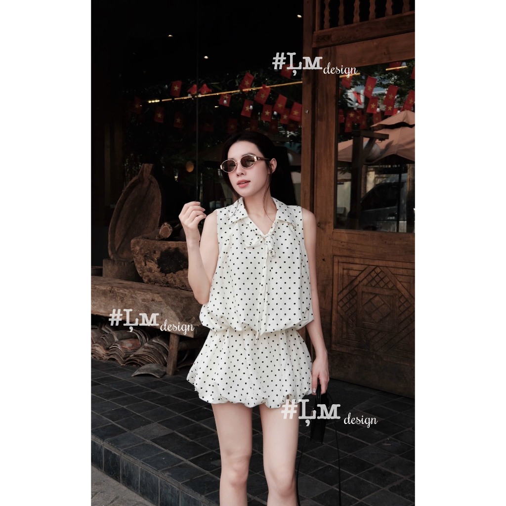 Sét Đồ Nữ Mặc Đi Chơi , Ouffit Nữ Hottrend , Sét Thời tRang Nữ Xinh Chấm Bi Phồng Xinh Hotrtrend