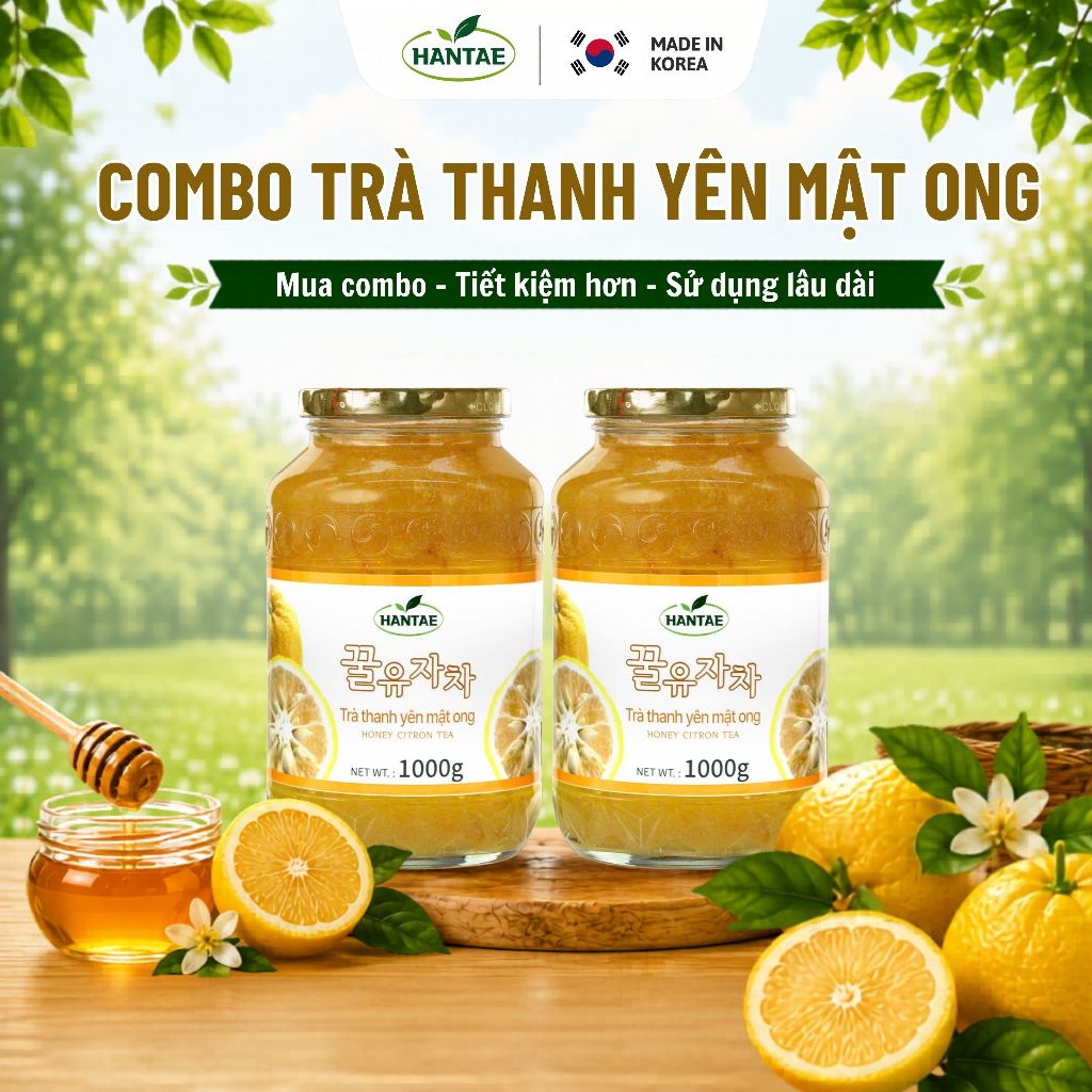 Combo 2 Hũ Trà Thanh Yên Mật Ong Hàn Quốc HANTAE