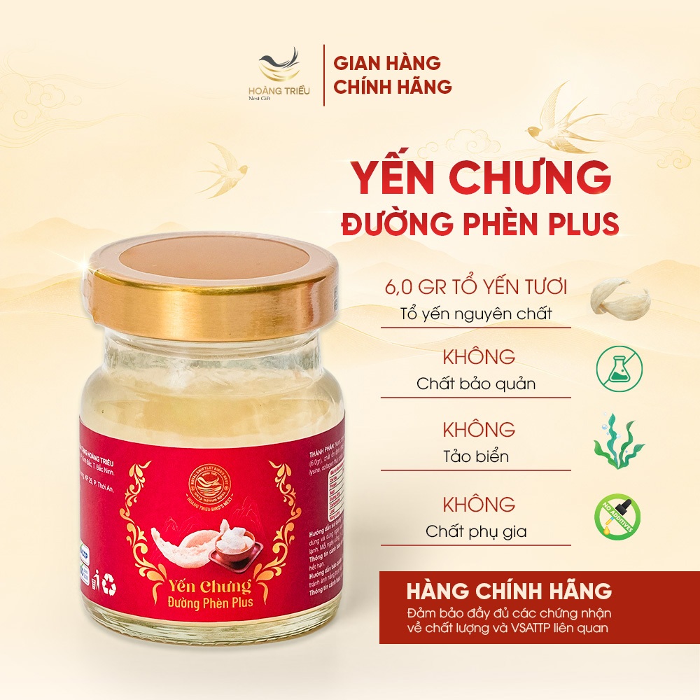 Yến Chưng Đường Phèn Plus 6000mg - Yến chưng sẵn cao cấp hũ 70ml - Hoàng Triều Bird's Nest