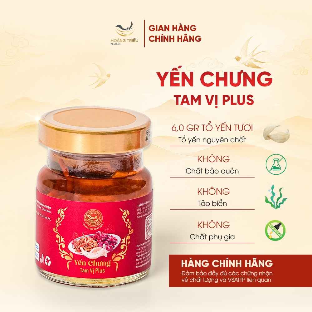 Yến Chưng Tam Vị Plus 6000mg - Yến chưng sẵn cao cấp hũ 70ml - Hoàng Triều Bird's Nest