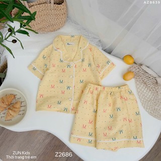 Z2686 Đồ bộ mặc nhà bé gái đũi lụa mềm êm nhẹ mát