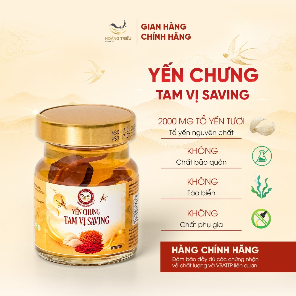 Yến Chưng Tam Vị Saving 2000mg - Yến chưng sẵn cao cấp hũ 70ml - Hoàng Triều Bird's Nest