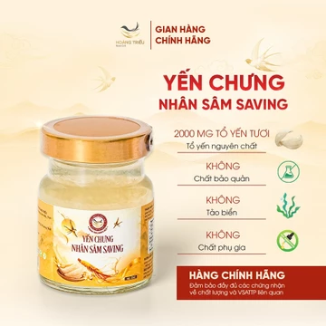 Yến Chưng Nhân Sâm Saving Hoàng Triều 70ml Yến Tươi 2000mg Nhân Sâm Tươi 10,15g Collagen
