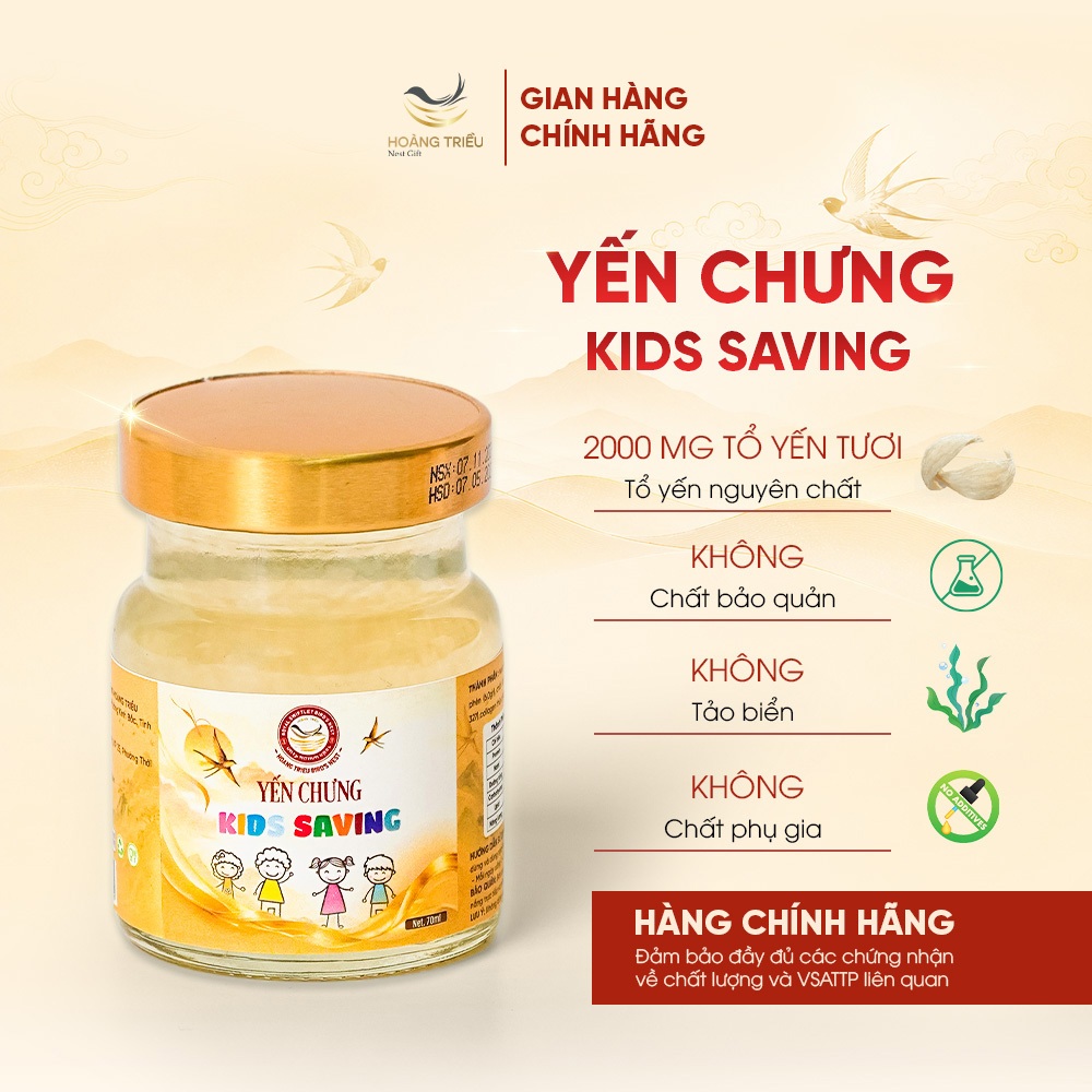 Yến Chưng Kids Saving 2000mg - Yến chưng sẵn cao cấp hũ 70ml - Hoàng Triều Bird's Nest