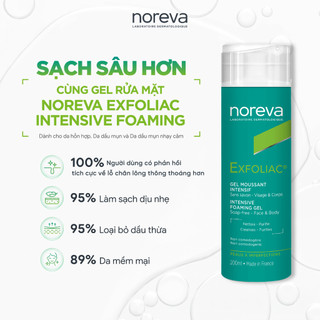 💚 Sữa rửa mặt  cho da dầu mụn NOREVA EXFOLIAC INTENSIVE FOAMING GEL 200ML