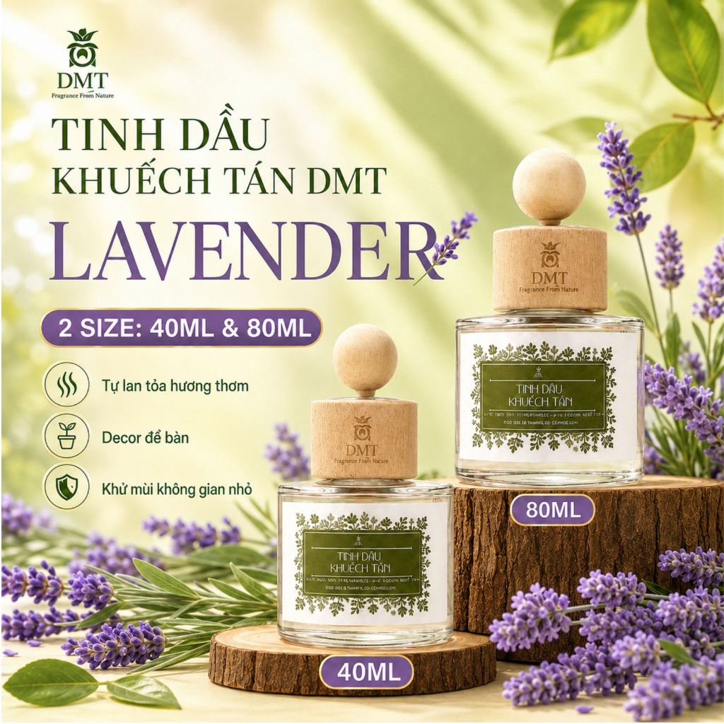 Tinh dầu khuếch tán 40ml - 80ml DMT, Tinh dầu khuếch tán thơm phòng kèm que gỗ, Khuếch tán tự nhiên