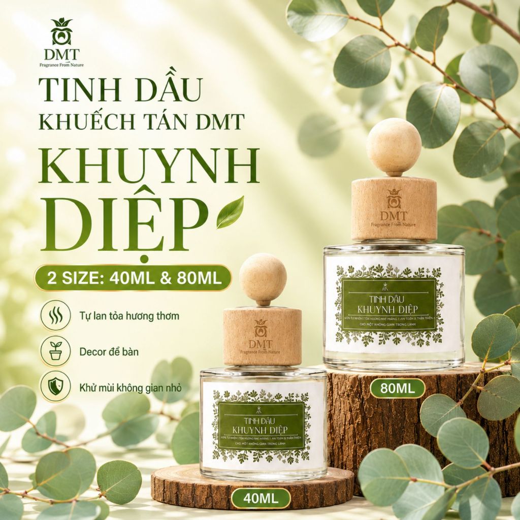 Tinh dầu khuếch tán 40ml - 80ml DMT, Tinh dầu khuếch tán thơm phòng kèm que gỗ, Khuếch tán tự nhiên