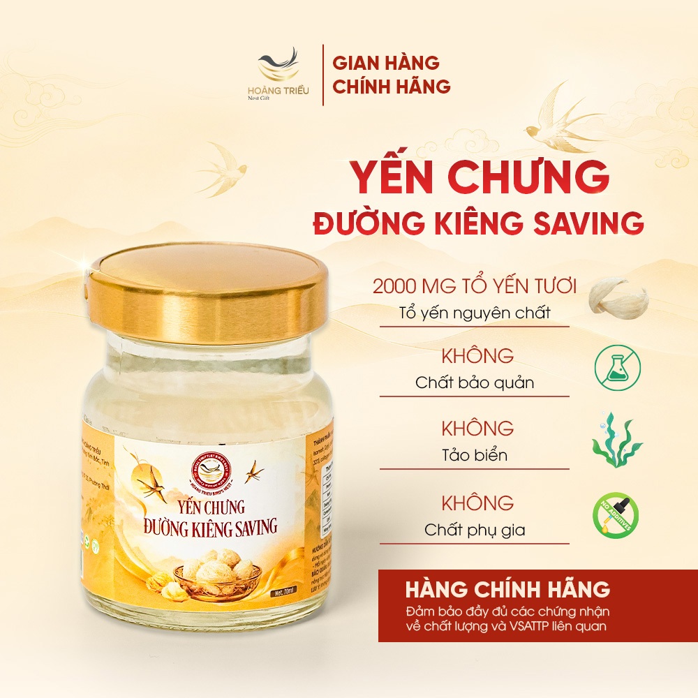 Yến Chưng Đường Kiêng Saving 2000mg - Yến chưng sẵn cao cấp hũ 70ml - Hoàng Triều Bird's Nest