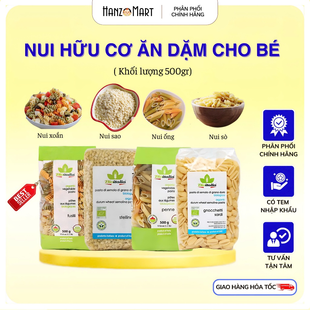 Nui hữu cơ ăn dặm cho bé nguyên túi - hanzomart