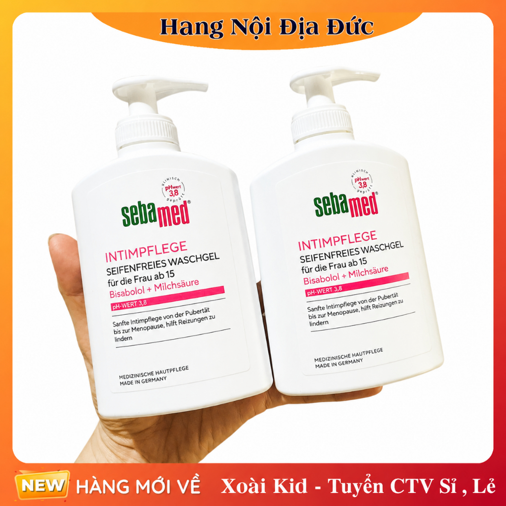 [Nội địa Đức ] Dung dịch vệ sinh phụ nữ SEBAMED pH3.8 200ml làm sạch nhẹ nhàng an toàn cho cả mẹ bầu và mẹ sau sinh