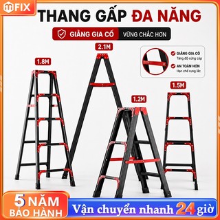 Thang nhôm gấp Thang Chữ A Gấp Gọn các chiều cao 1.2M, 1.5M, 1.8M, 2.1M, Tải Trọng 600kg Thang kim loại Bảo hành 2 năm
