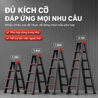 Thang nhôm gấp Thang Chữ A Gấp Gọn các chiều cao 1.2M, 1.5M, 1.8M, 2.1M, Tải Trọng 600kg Thang kim loại Bảo hành 2 năm