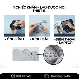 [COMBO 3] Khăn Lau Ống Kinh Máy Ảnh Microfiber, Lau Lens Không Bụi Siêu Mịn, Sạch Dấu Vân Tay