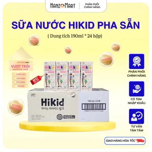 Thùng sSữa Hikid pha sẵn, Hikid nước tăng chiều cao cho bé hộp 190ml x 24 hộp (thùng)