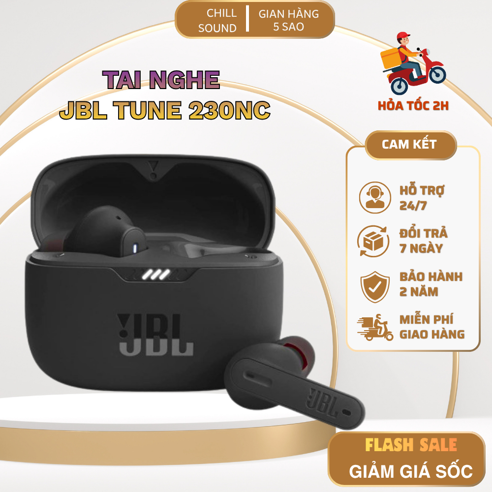 Tai Nghe Bluetooth JBL Tune 230NC TWS- Âm Thanh Siêu Bass- Pin 40H- Bluetooth 5.2- Kháng Nước IPX4. BH 2 Năm