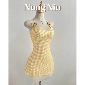 Đầm Cách Điệu Hoạ Tiết Caro Đơn Giản