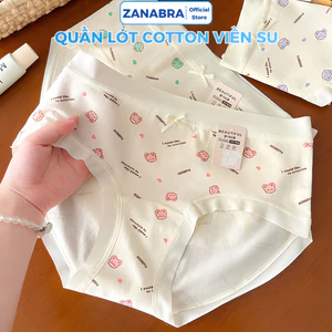 Quần lót cotton viền su Tàng Hình không lộ viền, Quần chip nữ cạp vừa họa tiết gấu cute ZANABRA L6408