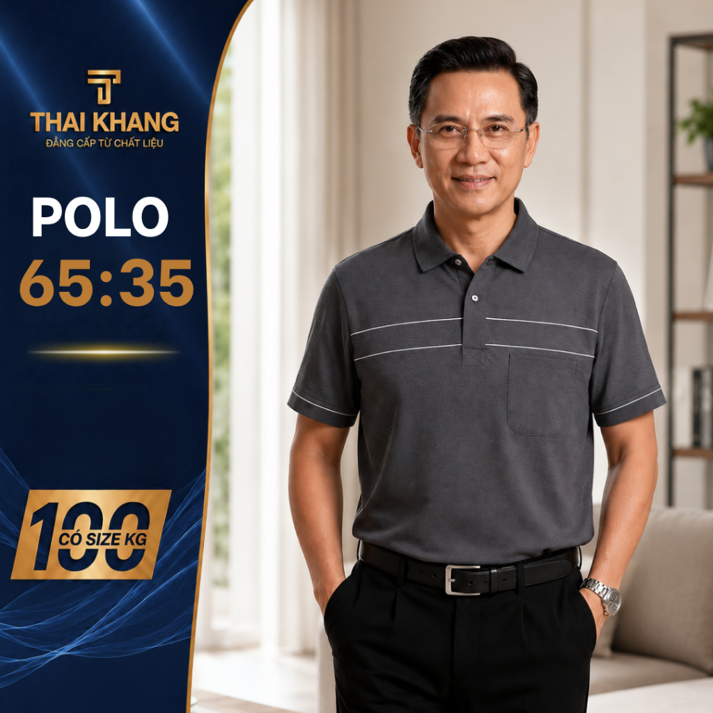 Áo thun nam tay ngắn trung niên THÁI KHANG vải cotton dày mềm mát Vitin ATK08
