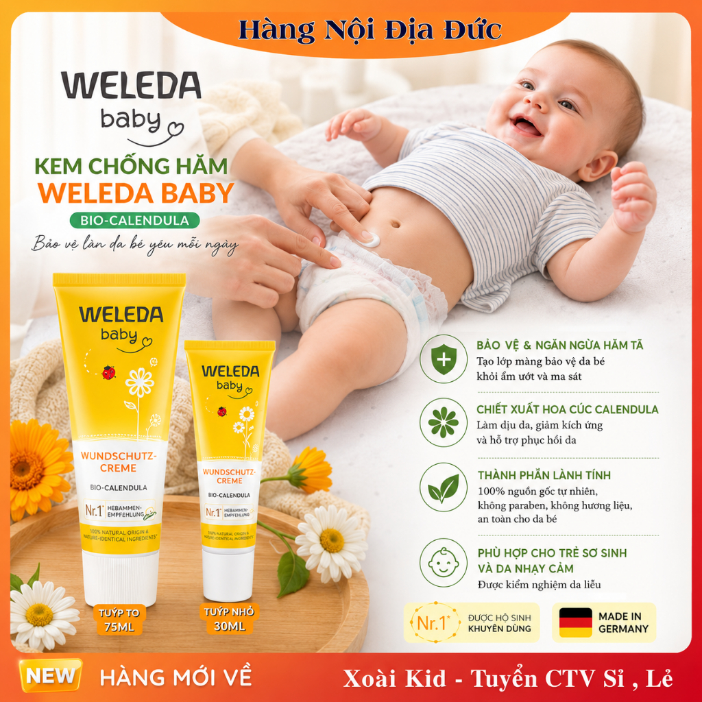 [Hàng nội địa Đức] Kem chống hăm WELEDA dòng hữu cơ cao cấp cho bé của Đức- 75mlDate mới nhất