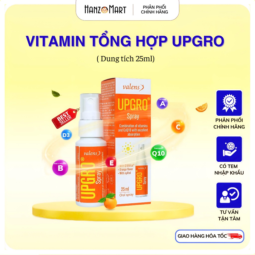 [Date 11/2026] Upgro Spray Dạng Xịt -Bổ Sung Vitamin tổng hợp,Hỗ Trợ Tăng Sức Đề Kháng Cho Bé Chai 25ml - hanzo2009