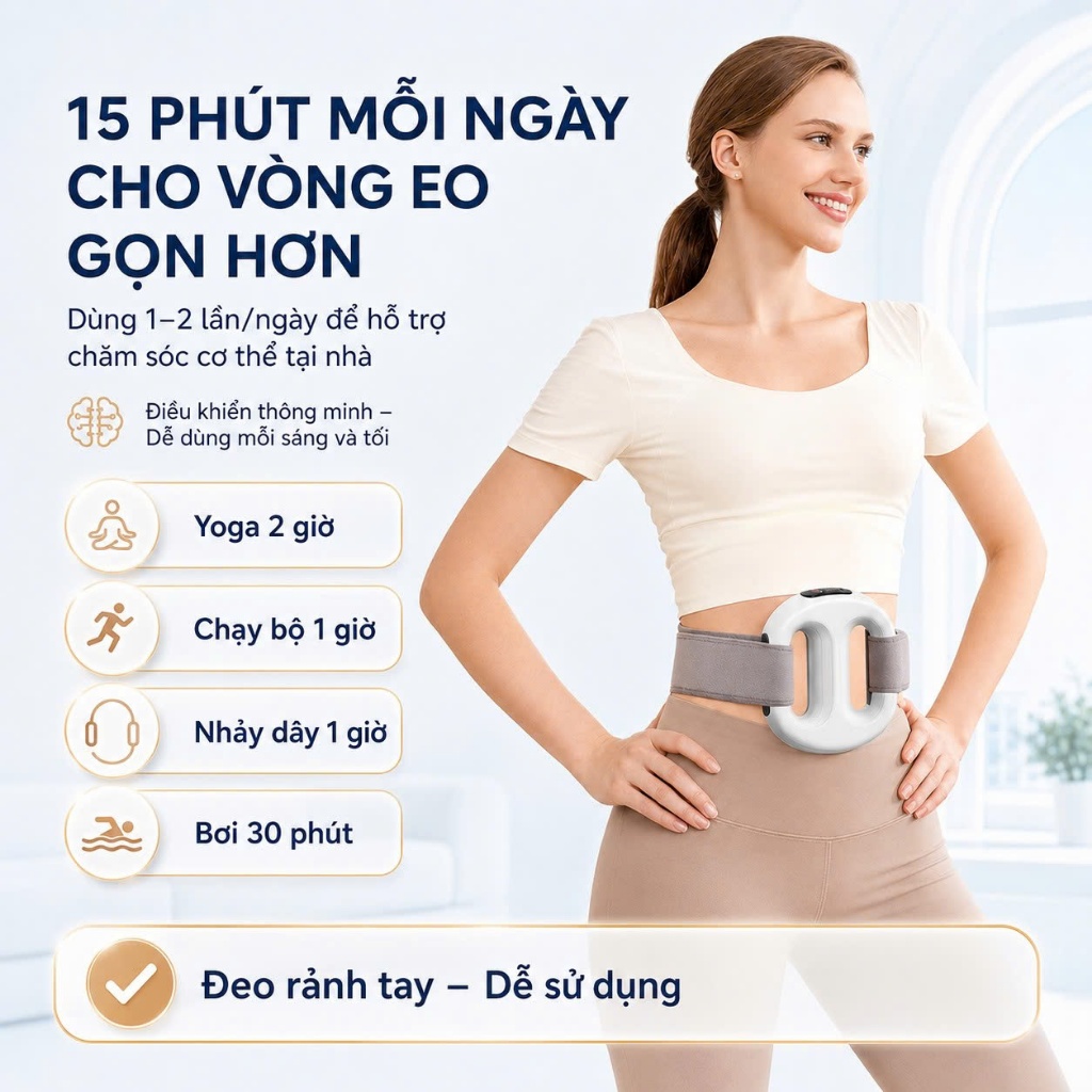 Đai Quấn Nóng Tan Mỡ Bụng Vibro, Máy Massage Rung Lắc Giảm Béo Đốt Mỡ Bụng Tại Nhà Cho Mẹ Sau Sinh