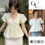 Áo Kiểu Nữ Tay Phồng Cổ V Cài Cúc Họa Tiết Hoa Nhí, Áo Babydoll Dáng Xòe Che Bụng Tôn Dáng Cực Đẹp GU STORE