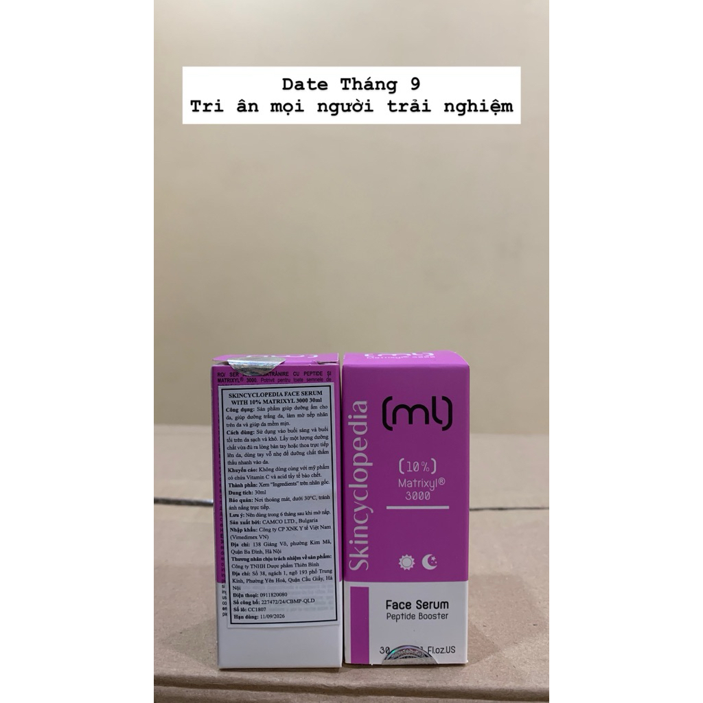 Serum Peptide Skincyclopedia Matrixyl® 3000 10%, Chống Lão Hóa, Giảm Nếp Nhăn, Tái Tạo Collagen 30ml