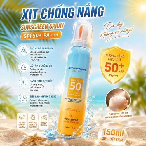 Kem chống nắng dạng bình xịt đầu phủ 360 độ SPF+ PA+++ Ova Mingduo lọ 150ml, dưỡng ẩm nâng tone da.