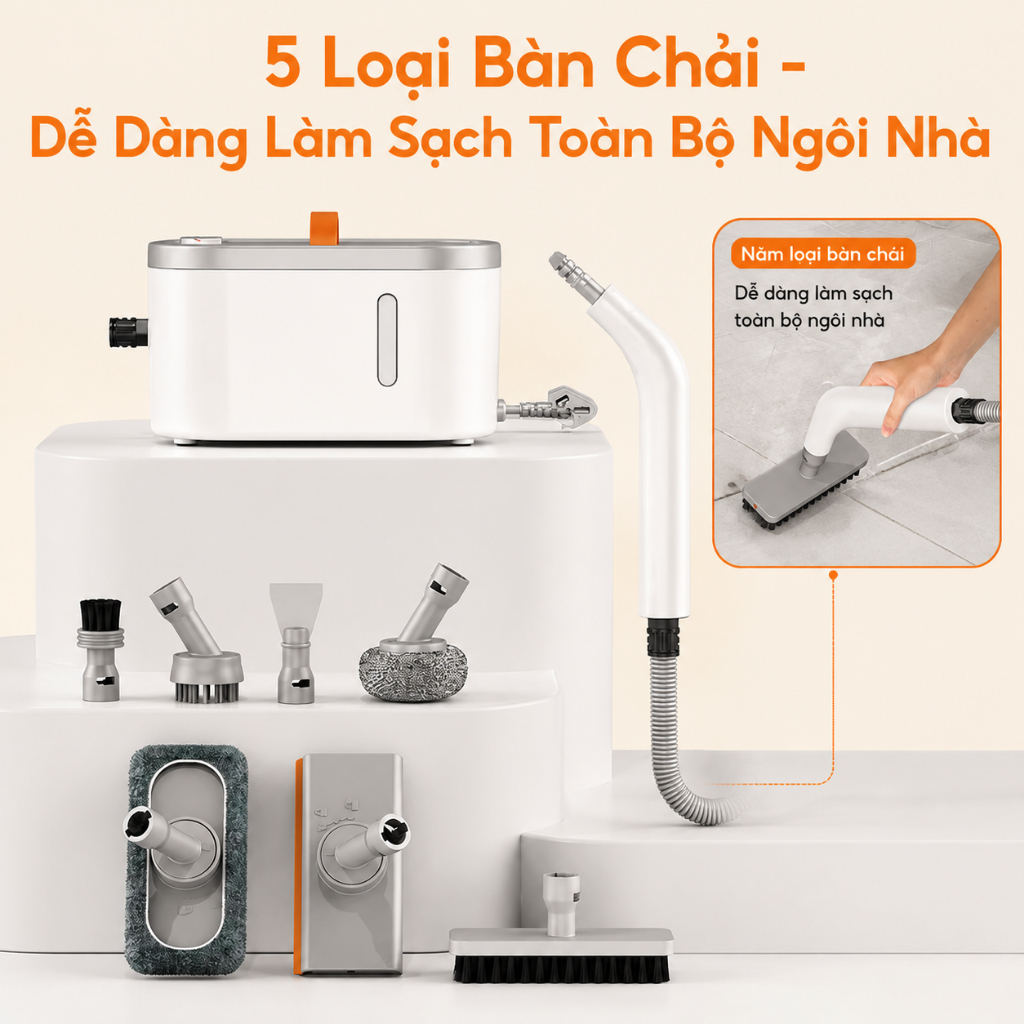 Tixx Máy làm sạch hơi nước nóng đa năng 850ml nhiệt độ 120°C Máy làm sạch bằng hơi nước