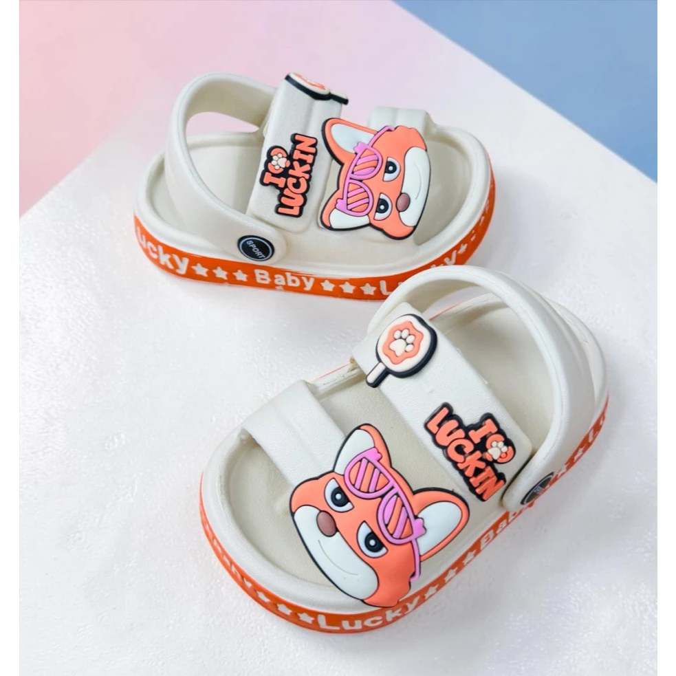 Dép bánh mì 2 Quai Có Quai Sau hoạt Hình Dễ Thương Mềm Nhẹ Chống Trơn Trượt cho bé trai