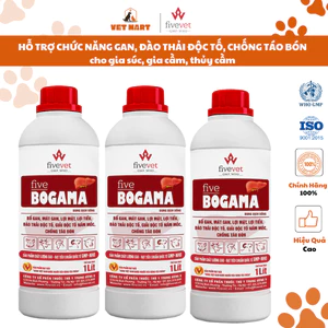 FIVE-BOGAMA Hỗ trợ phục hồi chức năng gan, bổ gan, lợi mật, chống táo bón cho gia súc, gia cầm, thủy cầm (chai 1 Lit)