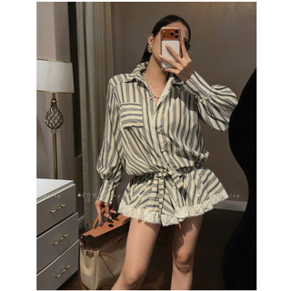 Váy Jum Sọc Thiết Kế Nẹp Bèo Ren Cao Cấp, Jumpsuit Tay Dài Vintage Kèm Quần Bảo Hộ Thời Trang Nữ