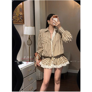 Váy Jum Sọc Thiết Kế Nẹp Bèo Ren Cao Cấp, Jumpsuit Tay Dài Vintage Kèm Quần Bảo Hộ Thời Trang Nữ