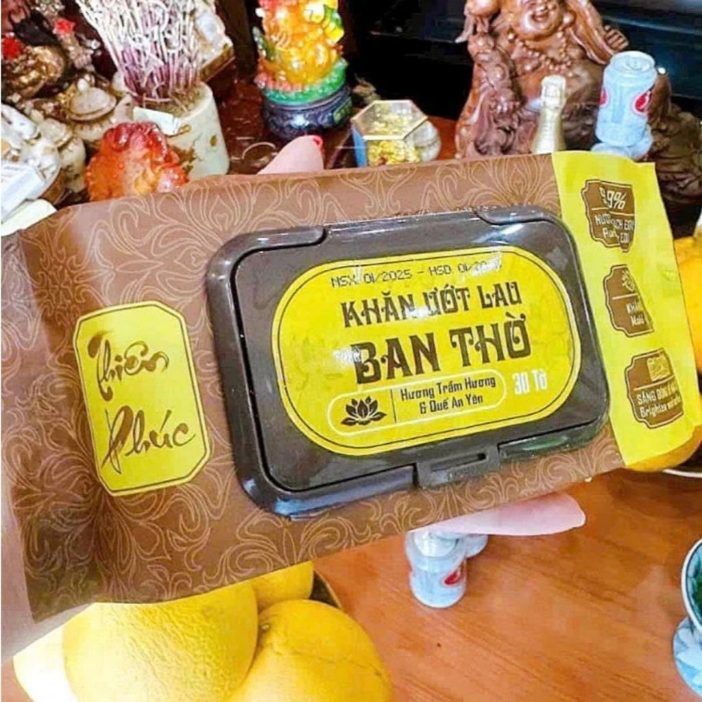 Combo 10-20 Gói Khăn Ướt Lau Ban Thờ Thiên Phúc Hương Trầm Hương Và Quế An Yên Tự Nhiên Tiện Lợi An Toàn Sạch Sẽ