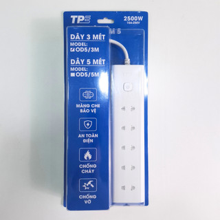 Ổ Cắm Điện 5 Lỗ TPE - Chính Hãng 3m / 5m Chân Cắm Đồng Nguyên Chất, An Toàn - OD5-thietbidienelec68