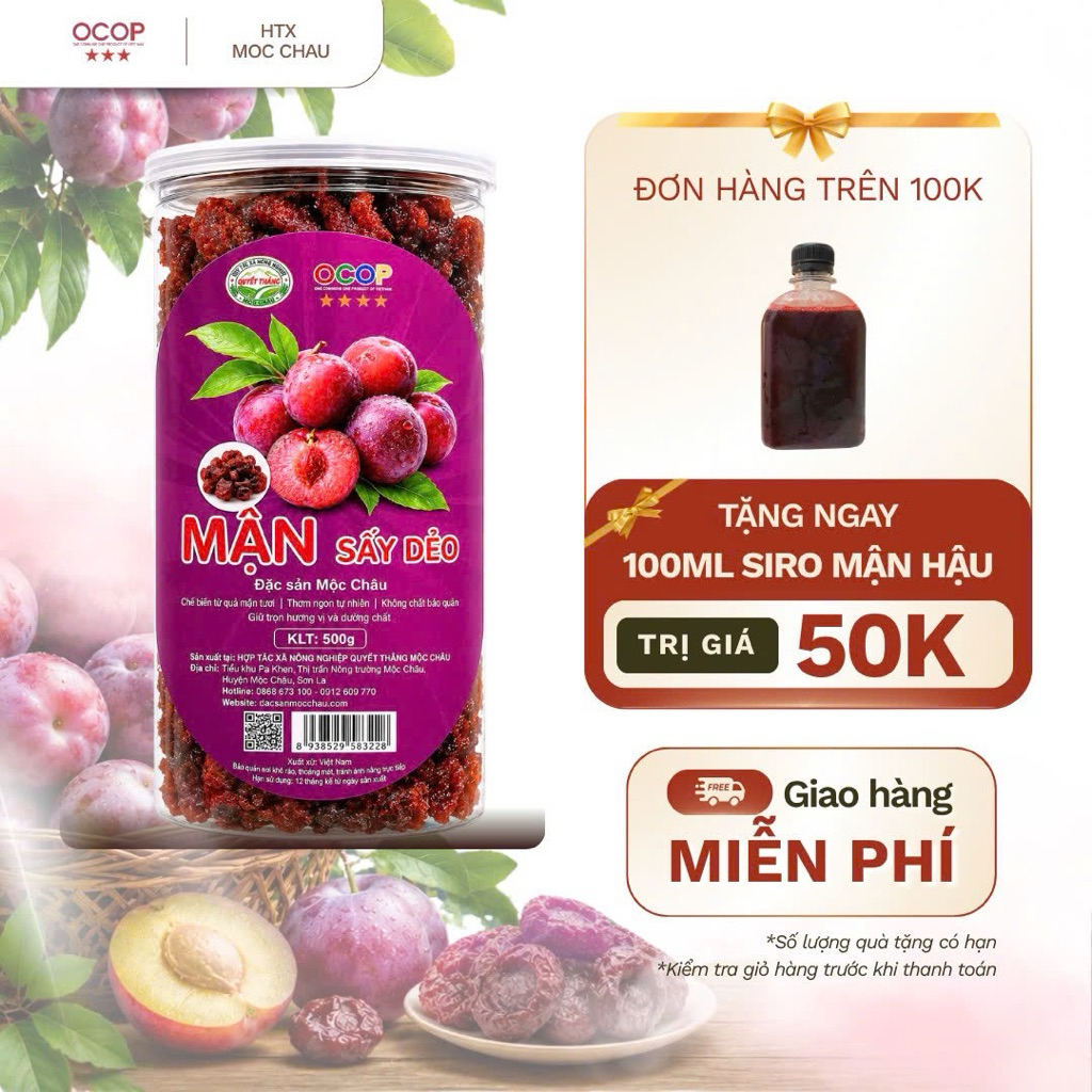 500gr Mận Sấy Dẻo Mộc Châu– Đặc Sản Tây Bắc - Mận sấy dẻo htx Quyết Thanh Quà Ngon Mỗi Ngày