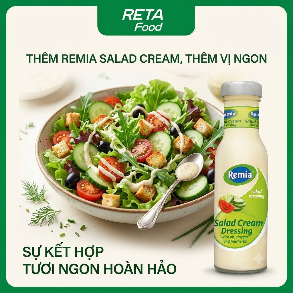 Sốt Salad Remia 250ml-Italian Dressing, Thousand Island, Salad Cream-Xốt Salad Rau Củ Eat Clean Healthy-Nhập khẩu Hà Lan