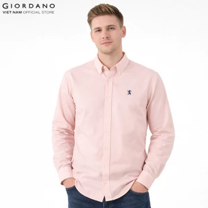 GIORDANO Áo Sơ Mi Dài Tay Nam Thêu Logo Sư Tử Cotton Oxford Lion Shirt 01045083