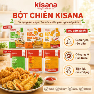 [DATE 30/10/2026] Bột Chiên Giòn Ngon Tẩm Vị Kisana 1KG, Bột Tẩm Gà Rán, Chiên Hải Sản, Rau Củ Đa Năng Siêu Giòn Ráo Dầu
